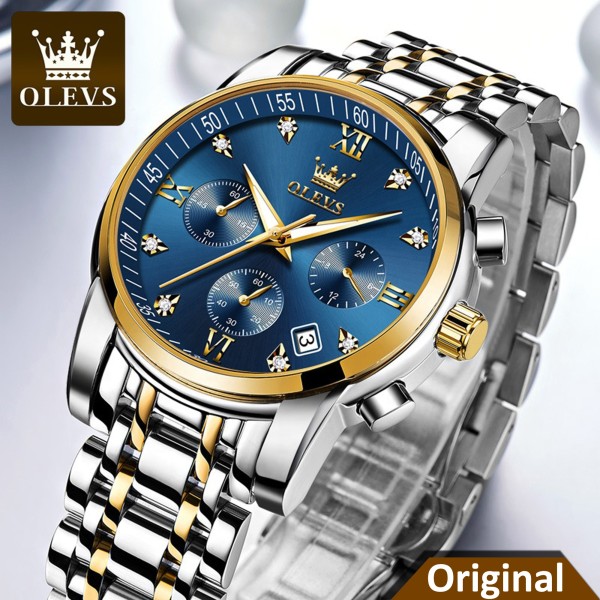 OLEVS 2858 Chronograph Stainless Steel Men's Watch - Blue