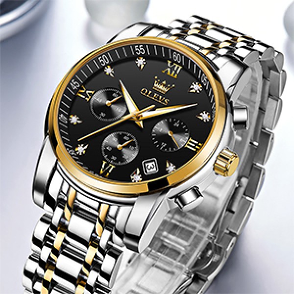 OLEVS 2858 Chronograph Stainless Steel Men's Watch - Silver & Gold & Black