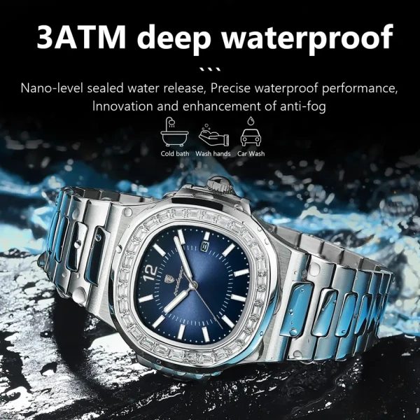 Poedagar 918  Luxury Quartz Fashion Square  Stainless Steel Men watch