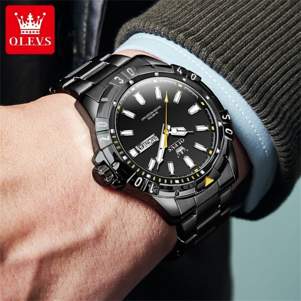 Olevs 5560 luxury fashion stainless steel  Men's Watch - Black