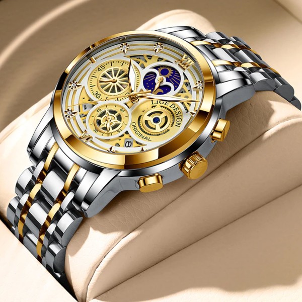 LIGE 8942 Stainless Steel Chronograph Watch For Men -TTG
