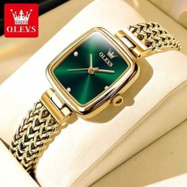 Olevs 9948 Luxury Stainless Steel Women's Watch - Gold Green