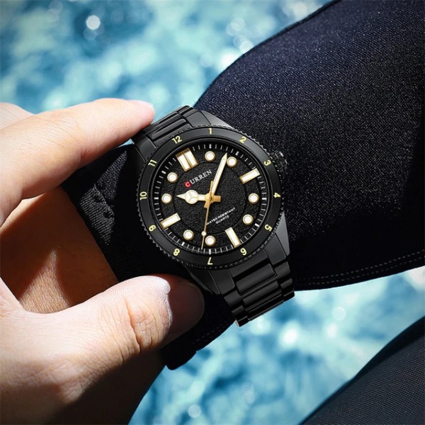 CURREN 8450 Luxury Stainless Steel Quartz   Men Watch - Black