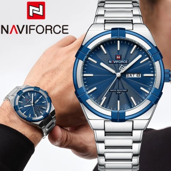 NAVIFORCE 9218 Watch Stainless Steel  Men- Silver / Blue