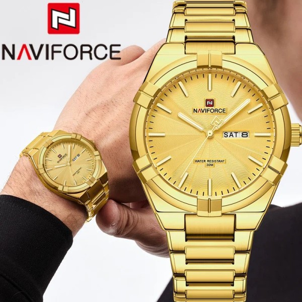 NAVIFORCE 9218 Watch Stainless Steel  Men- Gold