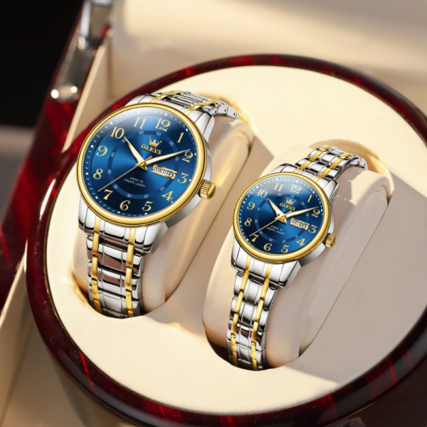 OLEVS 2891 Fashion Quartz Couple Watch - Blue