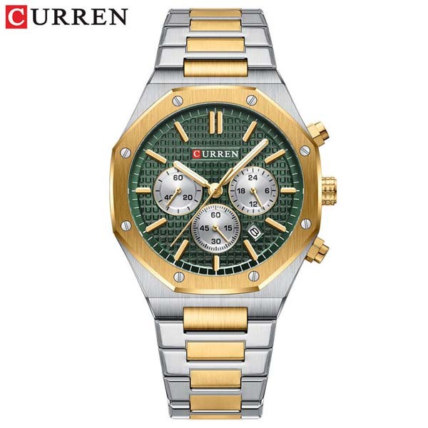 CURREN 8440 Luxury Stainless Steel Quartz   Men Watch -Silver/Green