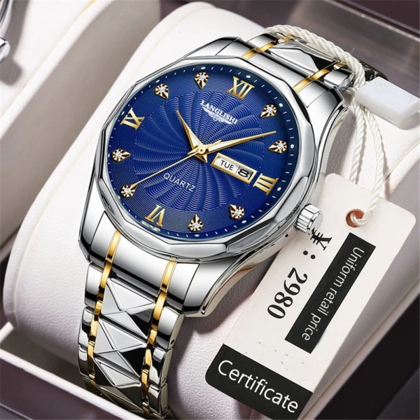 LANGLISHI 818 New Design Quartz Watch For Men-  Blue