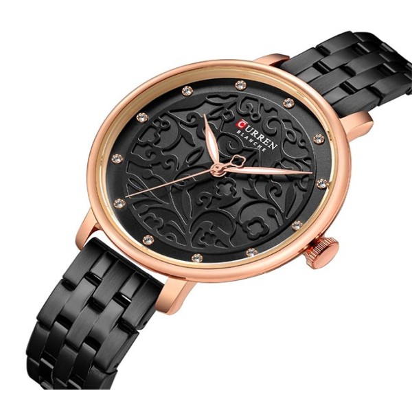 CURREN 9046 Ladies Chain Quartz Watch- Black