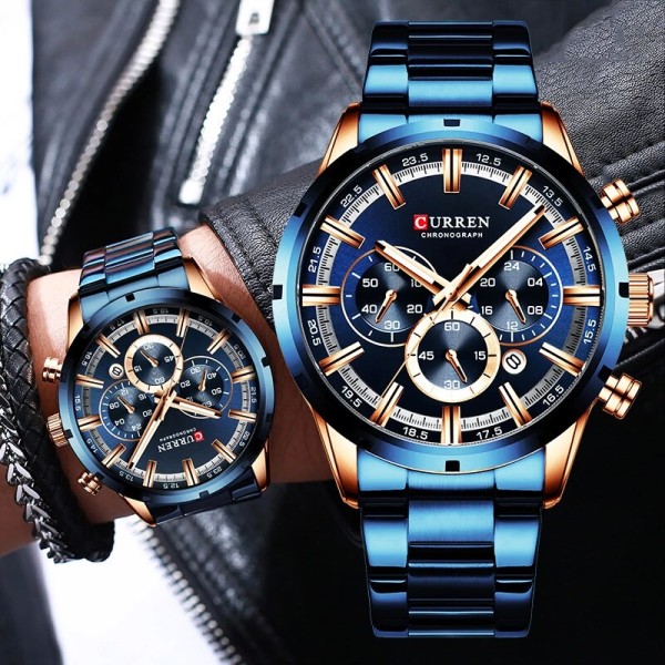 CURREN 8355 Stainless Steel Chronograph Men's Watch - Royal Blue