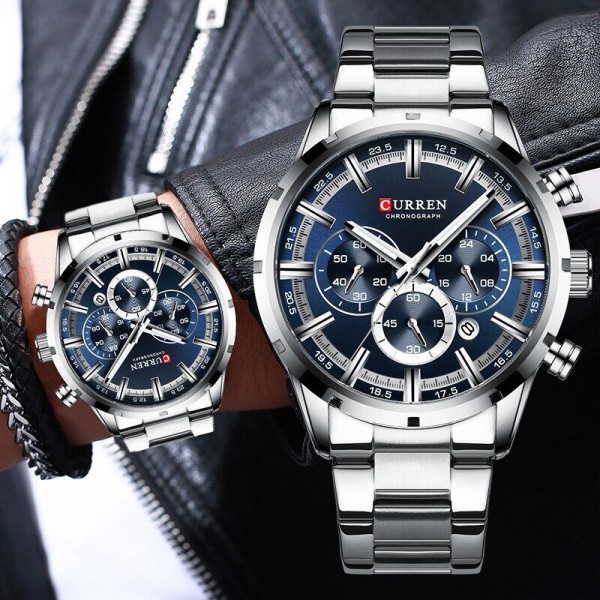 CURREN 8355 Stainless Steel Chronograph Men's Watch - Royal Blue