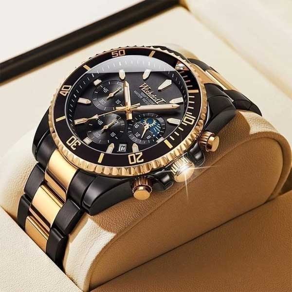 Wishdoit New Luxury Men's Sports Watch Gold Stainless Steel