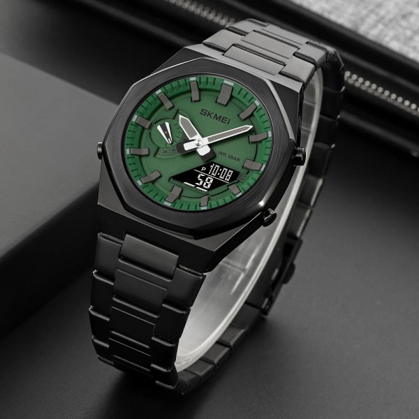 SKMEI 1816 Stylish Premium Quality Quartz Watch Man For-Black & Green