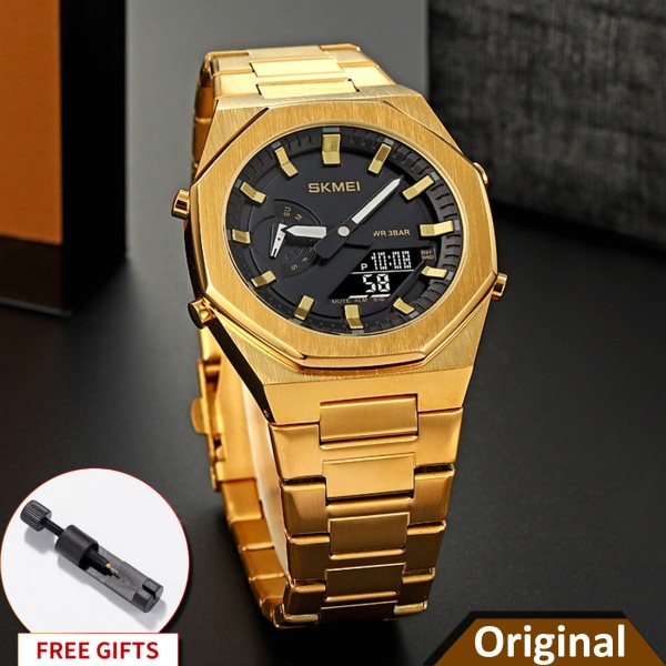 SKMEI 1816 Stylish Premium Quality Quartz Watch Man For-Golden & Black