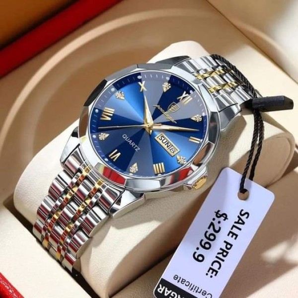 Poedagar 810 Diamond cart Stainless Steel Quartz Men watch - Blue