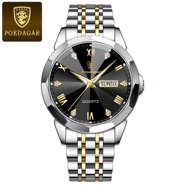 Poedagar 810 Diamond cart Stainless Steel Quartz Men watch - Blue