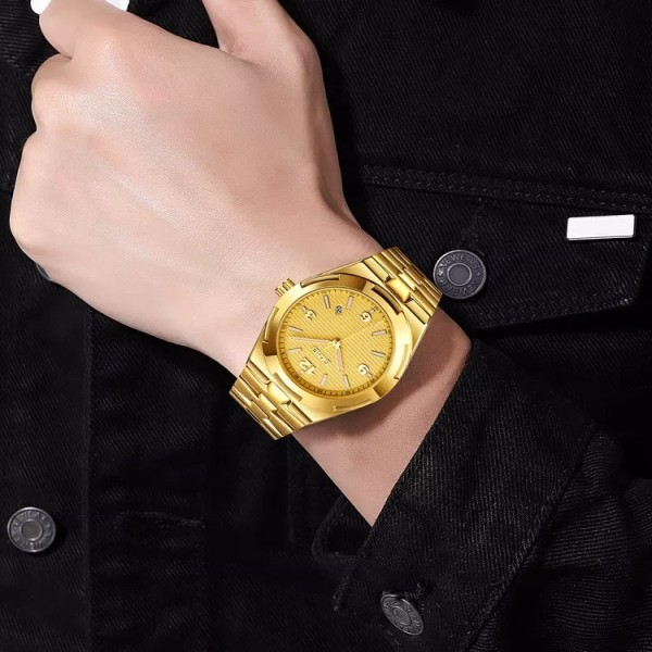 SKMEI 9290 Stainless Steel Mens Casual Watch - Golden