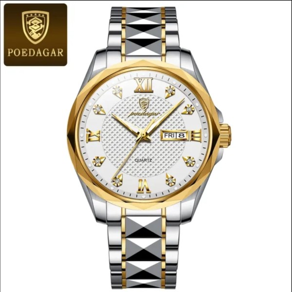 POEDAGAR 998 Luxury Casual High Quality Quartz Men's Watch - White
